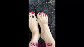 Compilation of Melove&#039;s Sexy Feet and Long Toes in Red Nail Polish