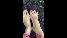 Compilation of Melove&#039;s Sexy Feet and Long Toes in Red Nail Polish