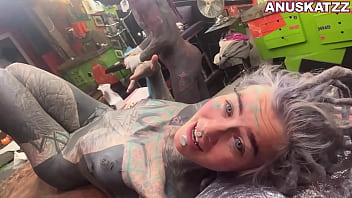 Pierced Tattoo girl Anuskatzz gets rough sex after tattoo session - blowjob fucking orgasm cumshot