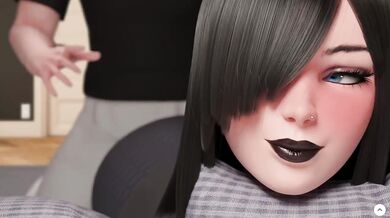 Big ass Goth Girl gets choked in 3D mansion gangbang parody