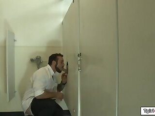 TS Jenna Tales gets bj through gloryhole