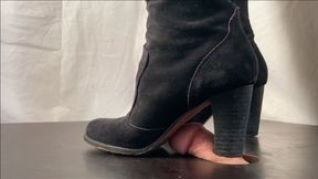 A Bootjob in velvet Boots - Shoejob and CBT with upskirt views and a cumshot filmed underglass - Bootfetish and Nylonfetish - multiedit