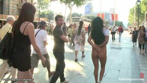 Huge tits Latin slave walked in public