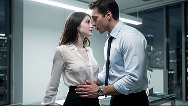 The horny employee won'_t let her boss go home so she can ride his cock - AI-generated content