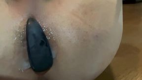 SheMale Moaning Loud As Hell With Plug Stretched Ass
