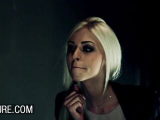 Blond Chloe Lacourt quickie in ladies room