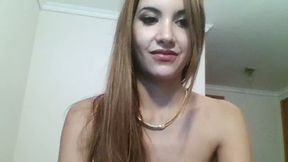 Blonde Latina Stripping and Playing with Her Boobs