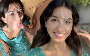 Country Slut Sucks Three Cocks and Gets a Lot of Cum on Her Face - Outdoors Cumwalk