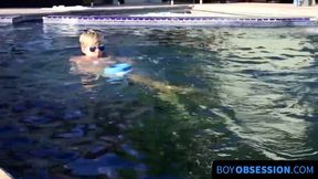 After going swimming blonde twinky strokes his cock