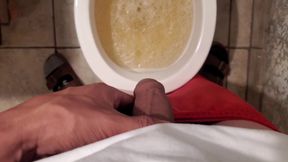 Urinating and Jerking off 6in Cock