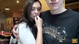 Naughty teen brunette gets cash and forgets about rules in Hunt4K reality video