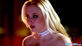 With a collar on shes pulled between milf legs to lick pussy