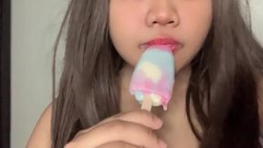 Asian Girl Sucking Ice Cream ASMR