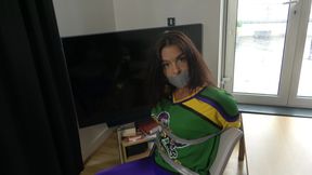 Latina in: Hockey Team Member Taped up to a Chair and Tape Gagged! (4k)