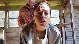 Hot milf gets fucked hard in the ass outside and shows her true face of anal