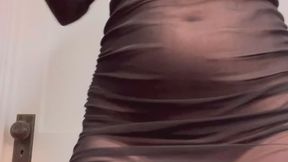 Redhead Moves Her Perfect Body In Black Sheer Dress