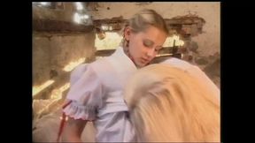 Two Young Horny Blonde Lesbians Lick Each Other&#039;s Beautiful Tits and Pussy