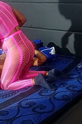 Bad Bitch in Pink Pantyhose Rides Huge Cock