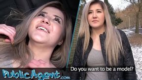 Public Sex - painfully cute blonde teen gets creamy horny having sex outdoors