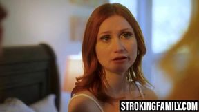 Teen stud shoots load on Scarlet Skies and two MILF sluts