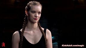 Redhead slave bound in a suspension by master