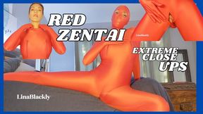 Red Zentai makes Lina a Horny Slut