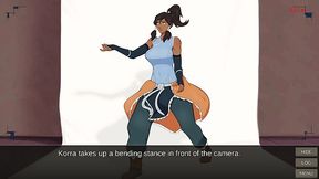 Cummy Bender's assistant helps Korra try on swimsuits to pay off her debt.