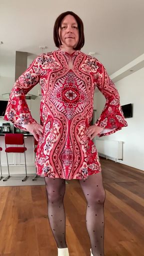 Nicki-Crossdress new dress and shoes in sexy pantyhose