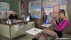 Big booty Latina cheerleader carmen sucks her teachers cock for an a+