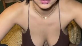 Lovely big-ass babe sucks cock in lingerie
