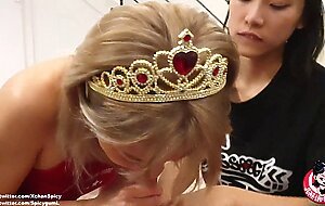 June Liu Liu Yue  / SpicyGum ft Xiaoyu - Asian Chinese Teens offering Double Blow Job for a B-day