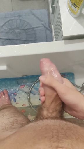 Jerking off a Big, Thick Cock in the Shower