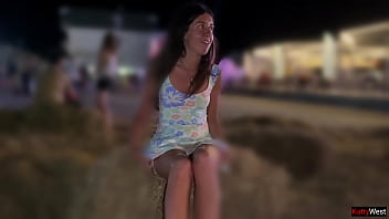 Shameless girl took off her panties in public