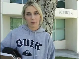 Golden-haired college hotty gets her pussy sucked and screwed by an mature guy