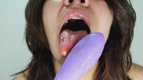 Eating honey in my vibrator mouth play
