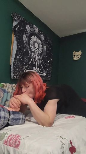 Ashley Having Fun Practicing Deepthroat on Her Dildo