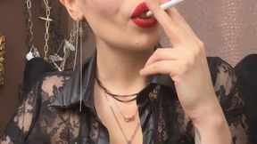 pinup style giving smoking instructions