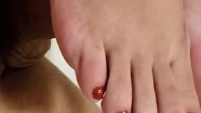 Hot wife footjob