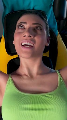 Captivating moment from &quot;Fitness Rooms Big tits Latina has the hots for gym teacher&quot;