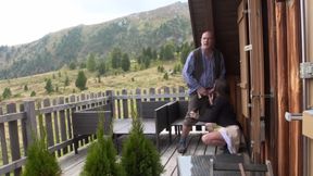 Busty Blonde in Leather Pants Gets Fucked in Alpine Hut