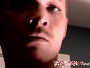 Young athletic amateur strokes his big dick and unloads jizz