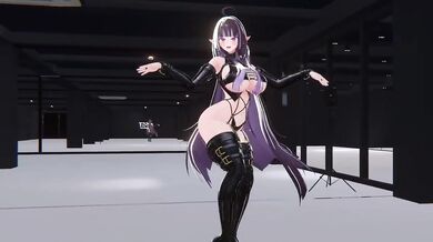 VTuber elf strips off her cosplay in a heated MMD hentai solo