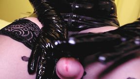 Eva latex  play a dick femdom handjob BDSM kink fetish milf gloves pvc