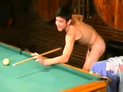 Russian Soldiers Play Pool in Nude