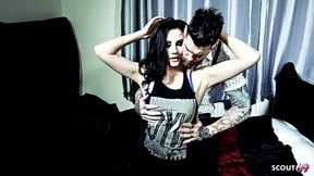 slim black hary inked blue eyes emo girl have sex with stranger backstage at party and nobody knows