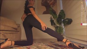 Ana in Black Leggings with her long legs