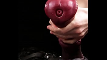 Masturbating huge -shaped dildo