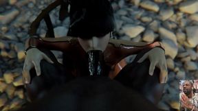 Eve Deepthroating BBC, Chun-li Deepthroating a Hard Cock While Mai Sucks on His Balls