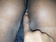 My EBONY Stepsister Loves it When I Finger Her Pussy and Ass Hole - CLOSE UP