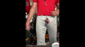 Jockdad87 Edges in Baseball Gear and Red Striped Socks